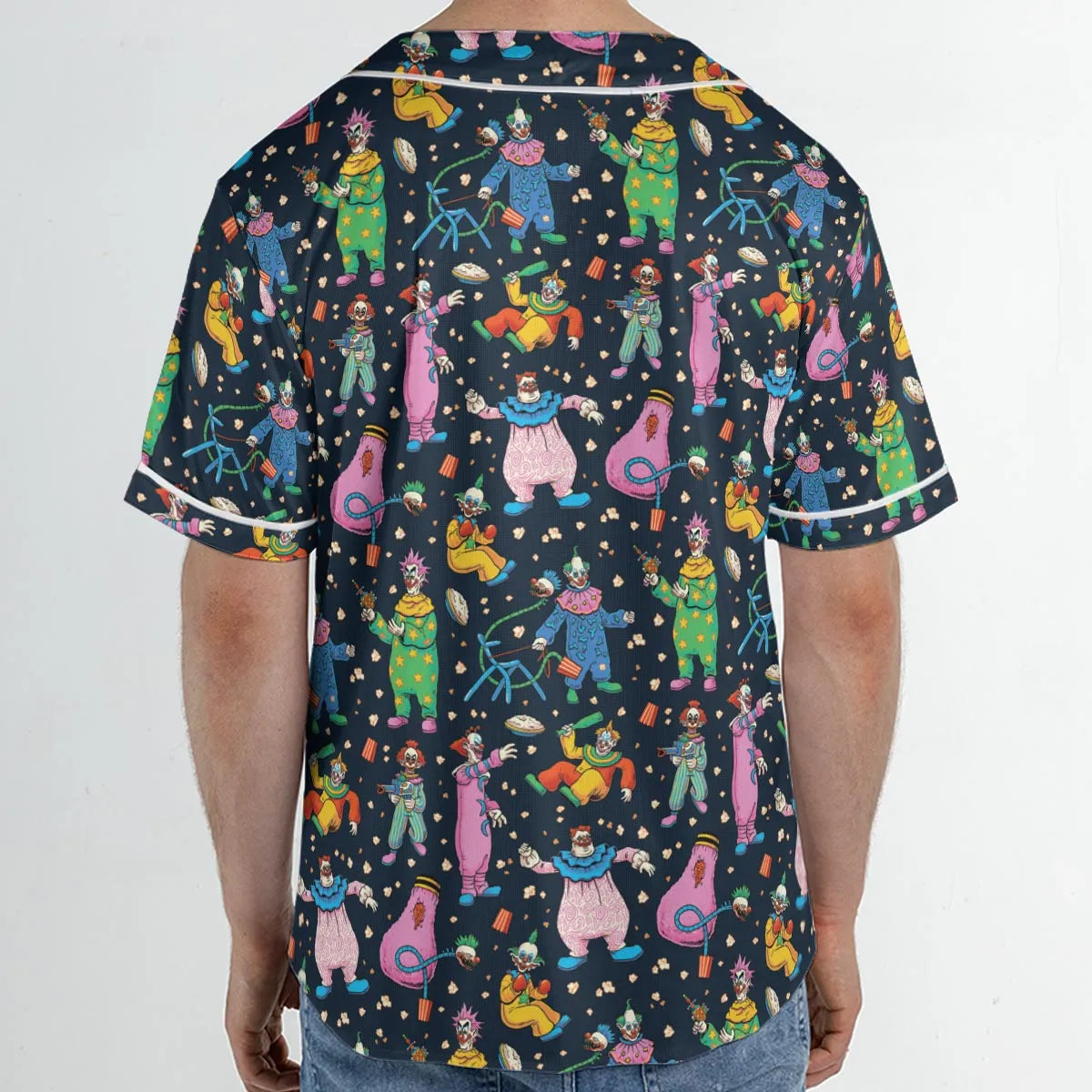 Clowns Popcorn Killer Klowns from Outer Space Pattern Unisex Baseball Jersey