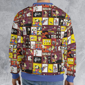 Underdog Cartoon Pattern All-over Print Sweatshirt
