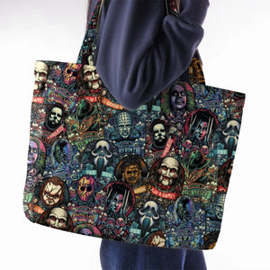 Horror Movie Characters Pattern Large Tote Bag