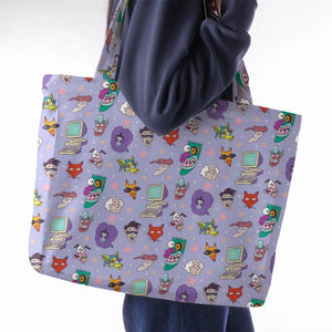 Courage the Cowardly Dog Characters Pattern Large Tote Bag