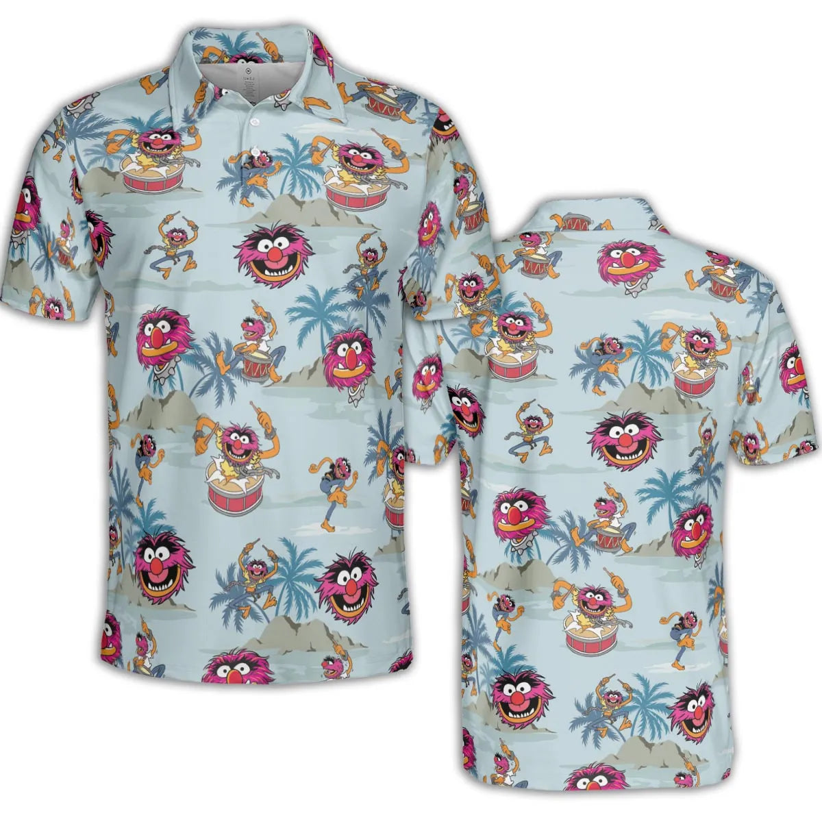 Animal The Muppet Show Drum Tropical AOP Men/Women Polo Shirt