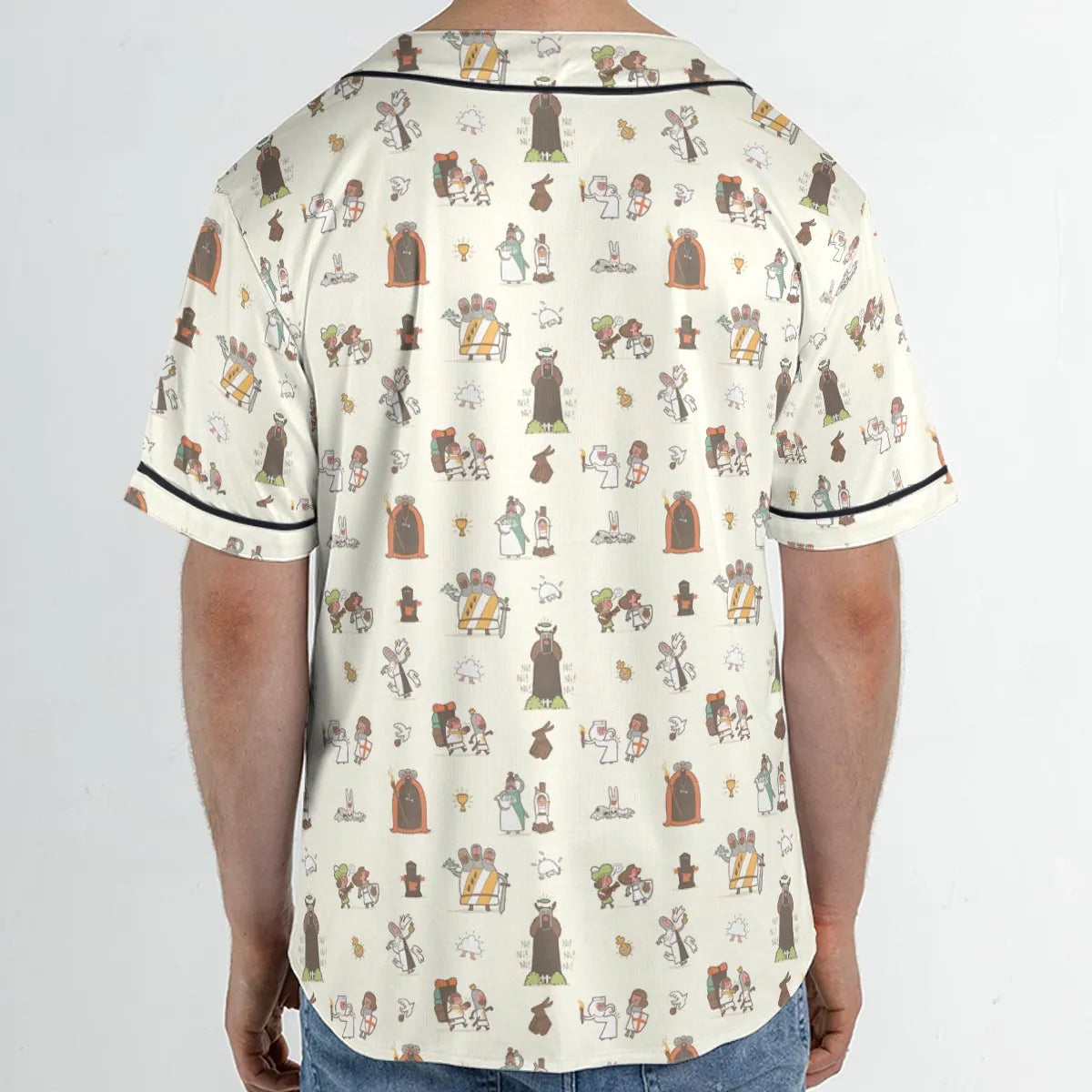 The Holy Grail Pattern Monty Python Button Down Unisex Baseball Jersey