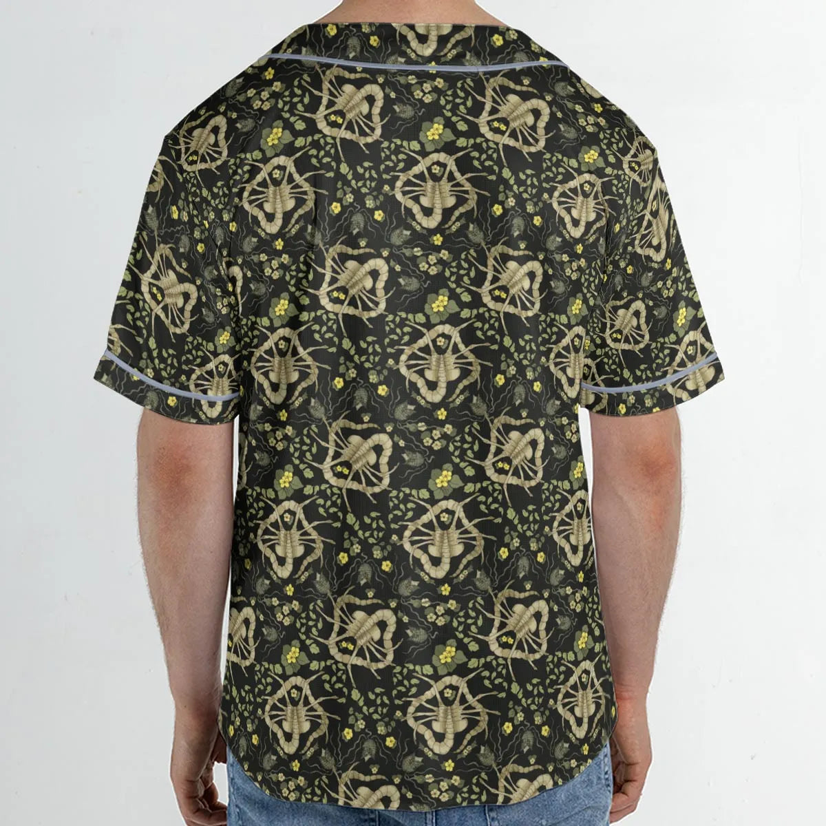 Facehugger Flower Pattern Alien Unisex Baseball Jersey