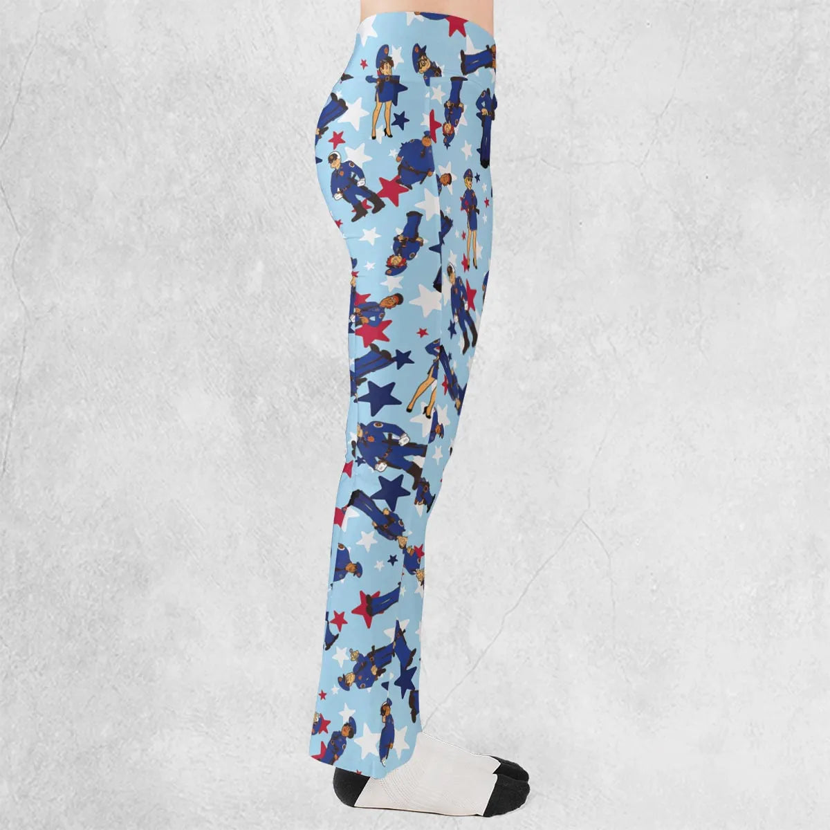 Police Academy Cartoon Characters Flare Leggings