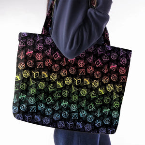 DnD Rainbow Dice Set Pattern Large Tote Bag