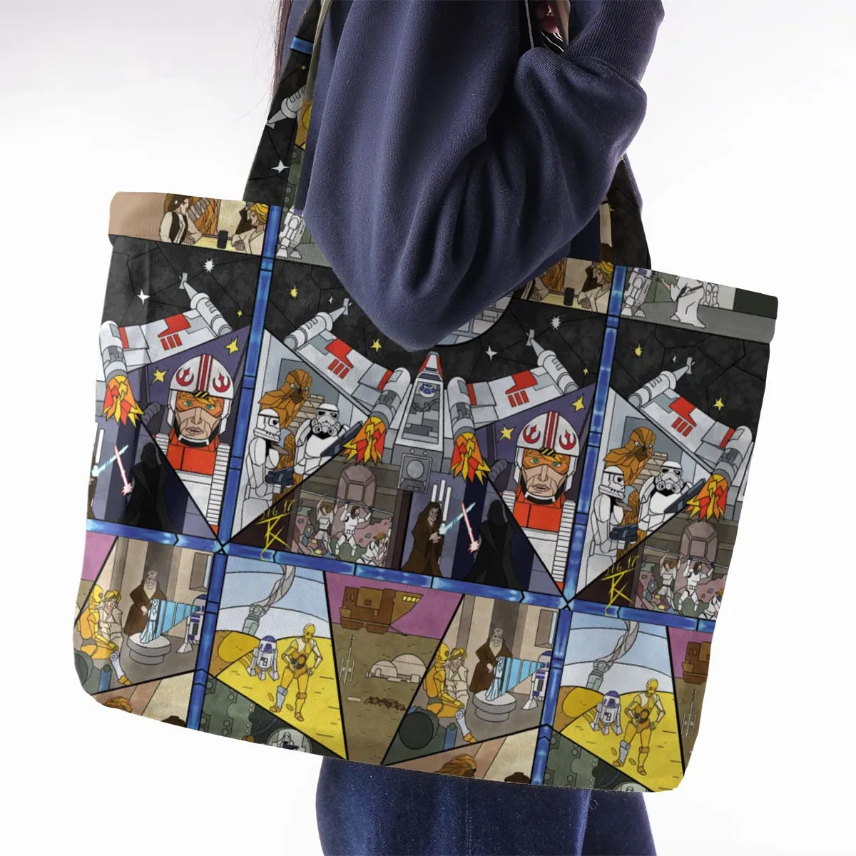 Stained Glass Star Wars Large Tote Bag