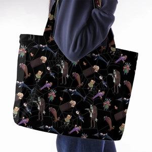 Groovie Addams Family  Cartoon Characters Large Tote Bag