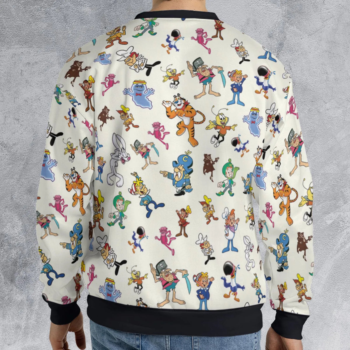 80s 90s Commercial Mascot Cereal All-over Print Sweatshirt