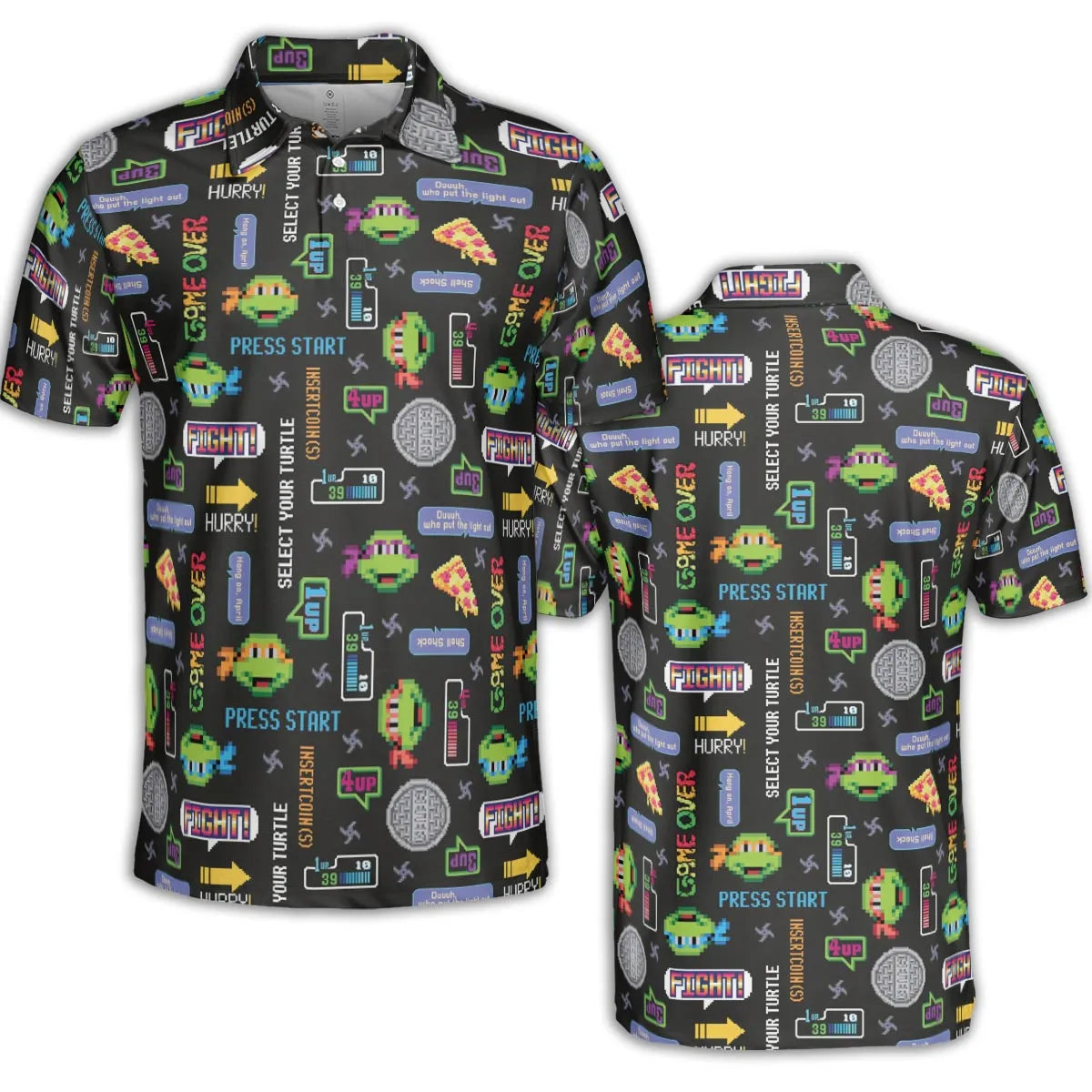 The TMNT Pixel Characters AOP Men/Women Polo Shirt