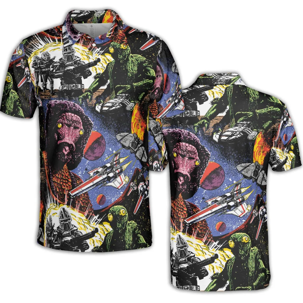 Galactic War Battlestar Galactica AOP Men/Women Polo Shirt