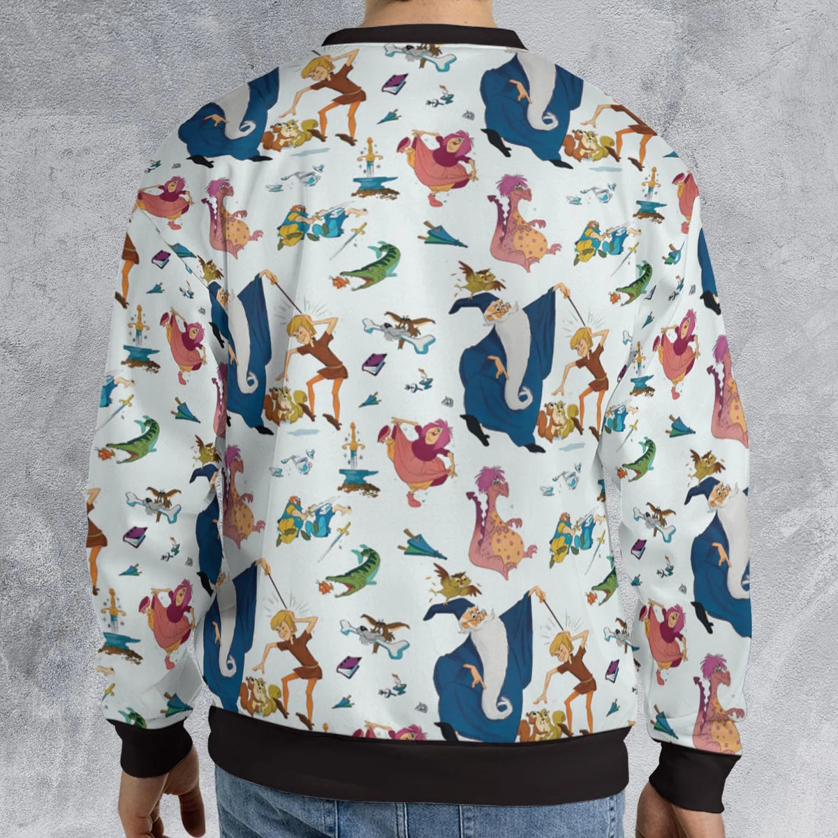Sword in the Stone Pattern All-over Print Sweatshirt