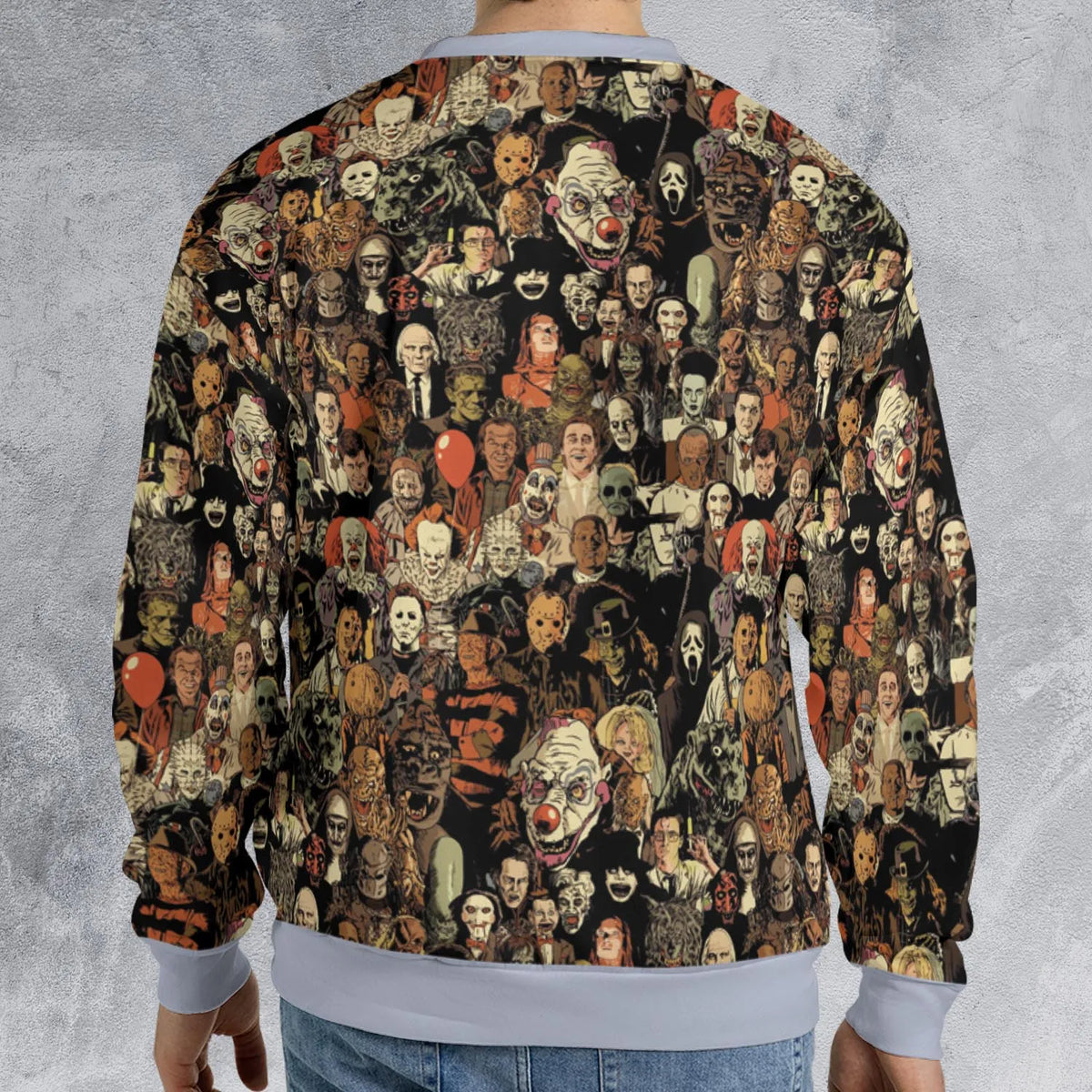Horror Movie Characters Halloween Pattern All-over Print Sweatshirt
