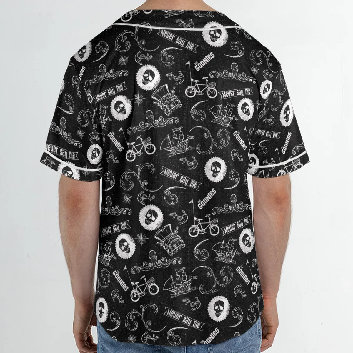 Never Say Die The Goonies Pattern Unisex Baseball Jersey