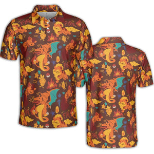 Charizard Arcanine Torchic Fire Pokemon AOP Men/Women Polo Shirt