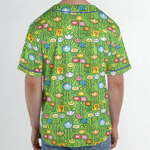 8bit Flower Garden Super Mario Pattern Unisex Baseball Jersey