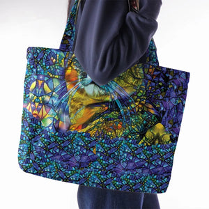 Cat Stained Glass Large Tote Bag