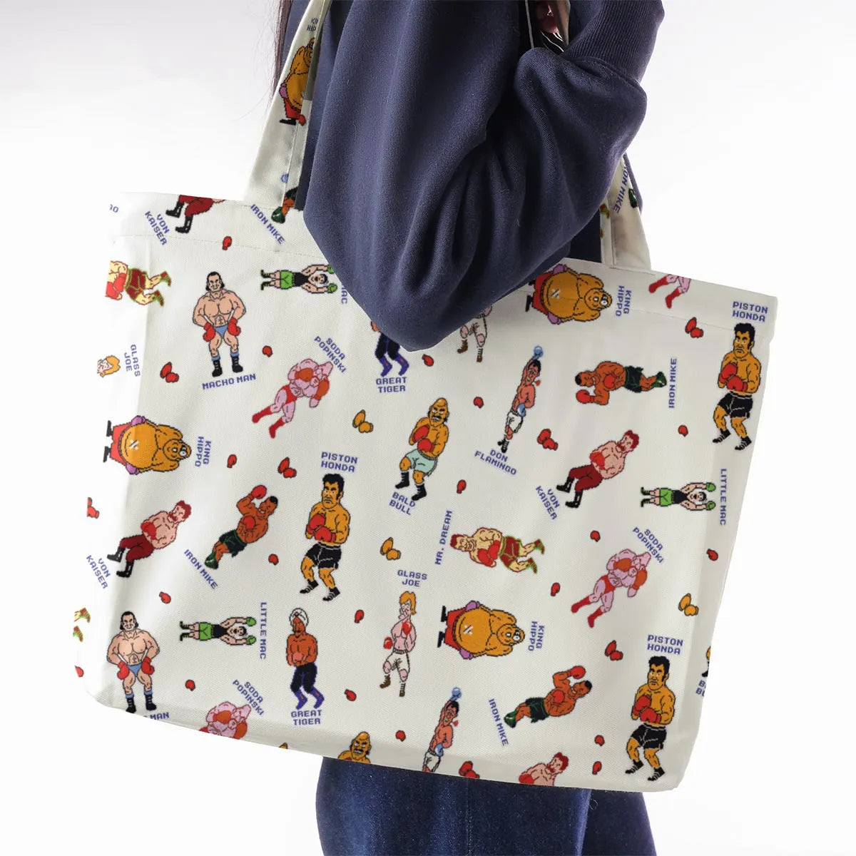 Retro Game Punch Out Large Tote Bag