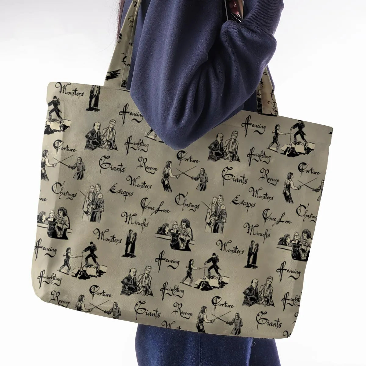 Hencing Fighting The Princess Bride Large Tote Bag