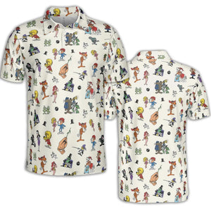 The Adventures of Rocky and Bullwinkle and Friends Characters Pattern AOP Men/Women Polo Shirt