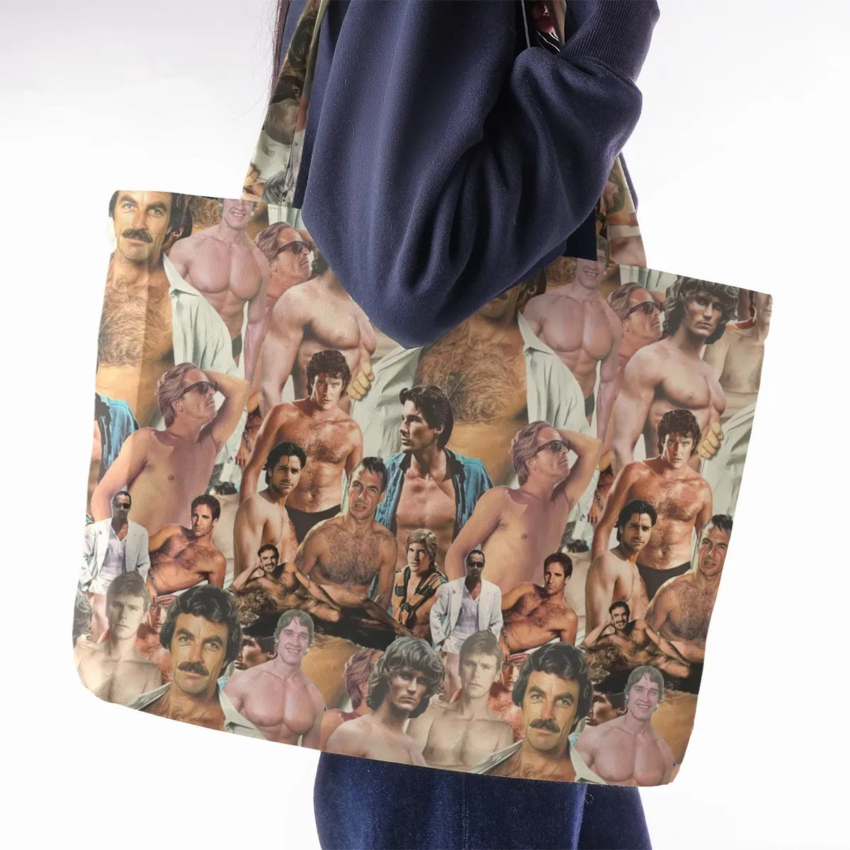 Vintage Hunks of The 80s Large Tote Bag