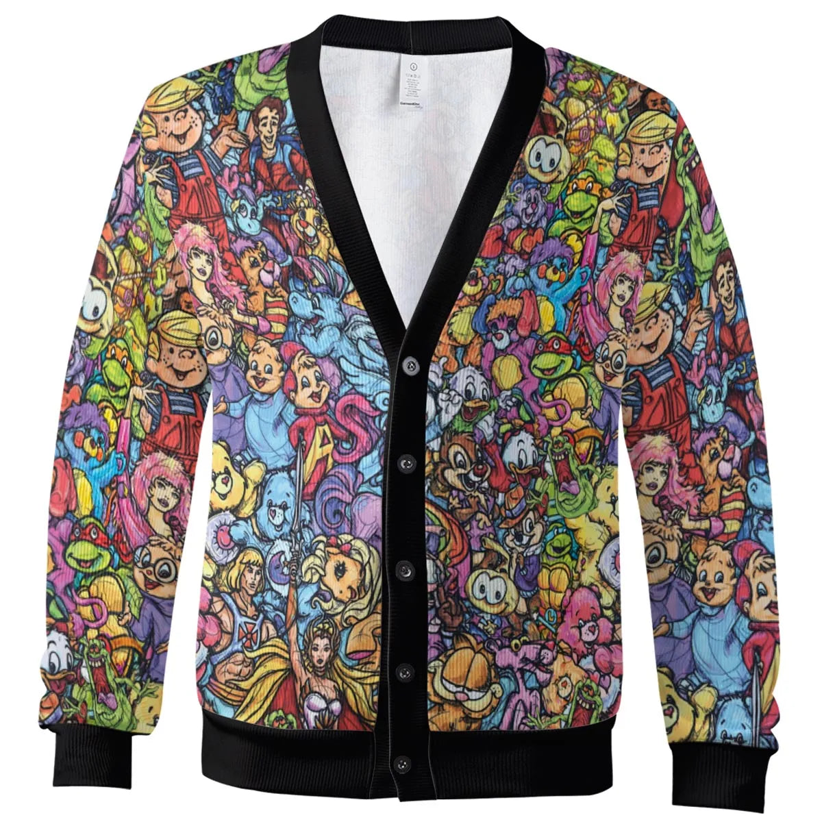 80s Throwback Cartoon Pattern Cardigan