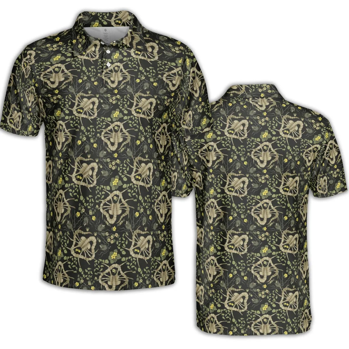 Facehugger Flower Pattern Alien AOP Men/Women Polo Shirt
