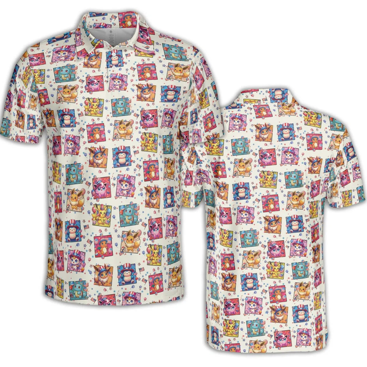 Chill The 4th Out Pokemon AOP Men/Women Polo Shirt