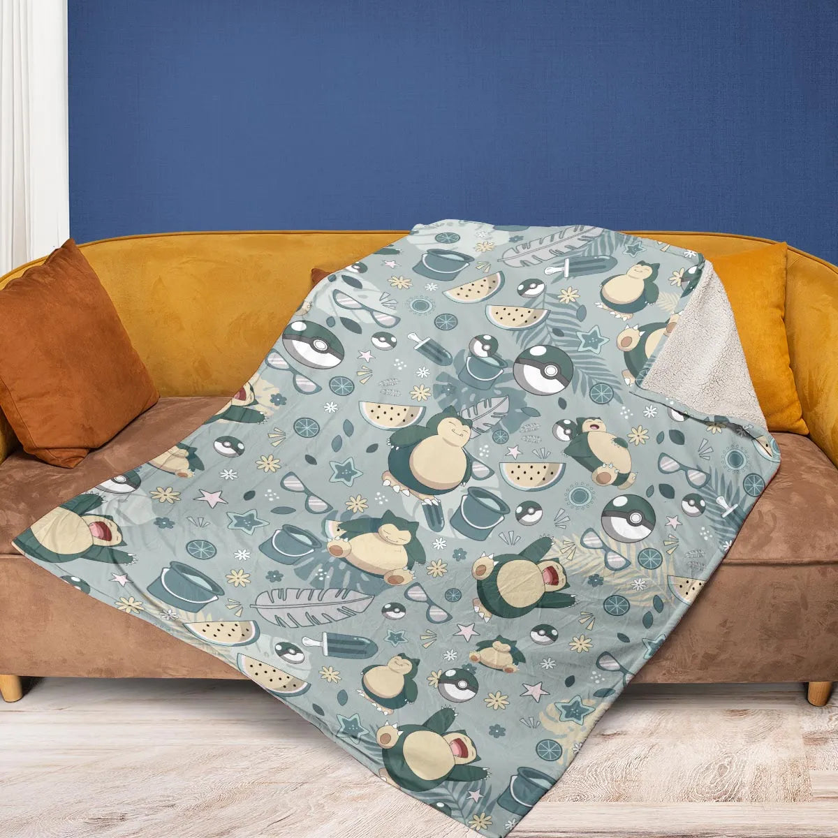 Summer Relax Snorlax Pokemon Fleece Blanket