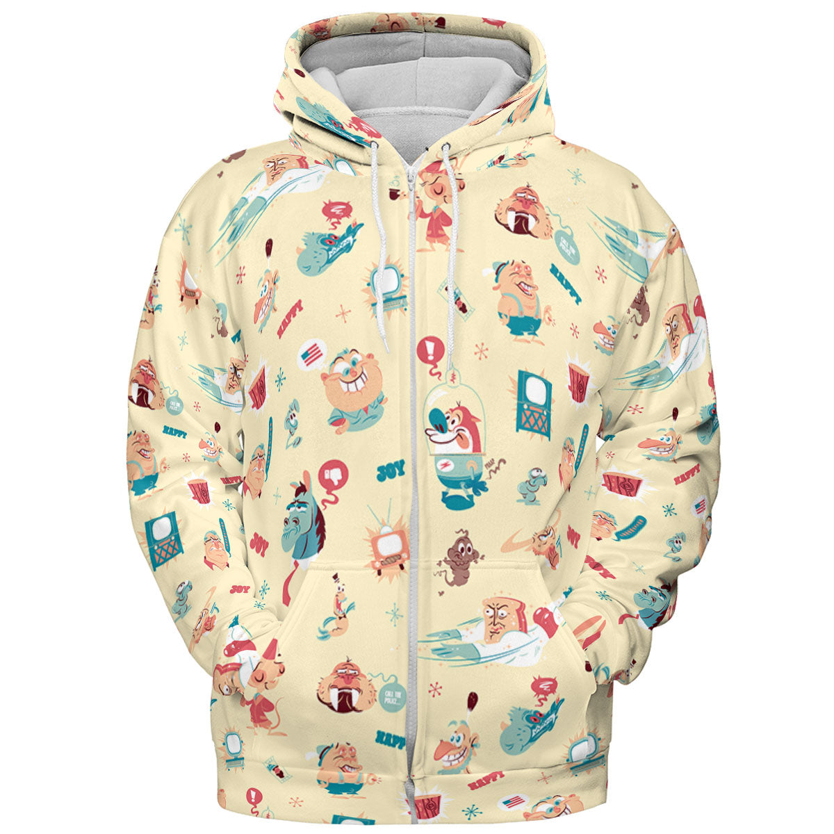 Ren and Stimpy Pattern All-over Print Hoodie