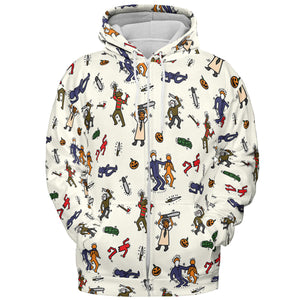 Horror Movie Pop Characters Pattern All-over Print Hoodie