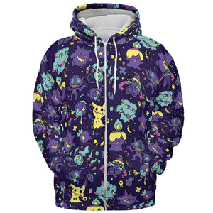 Gengar Ghost Pokemon Pattern All-over Print Hoodie