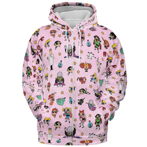Power Puff Girls Characters Pattern All-over Print Hoodie