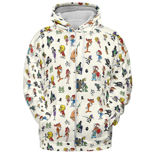 The Adventures of Rocky and Bullwinkle and Friends Characters Pattern All-over Print Hoodie