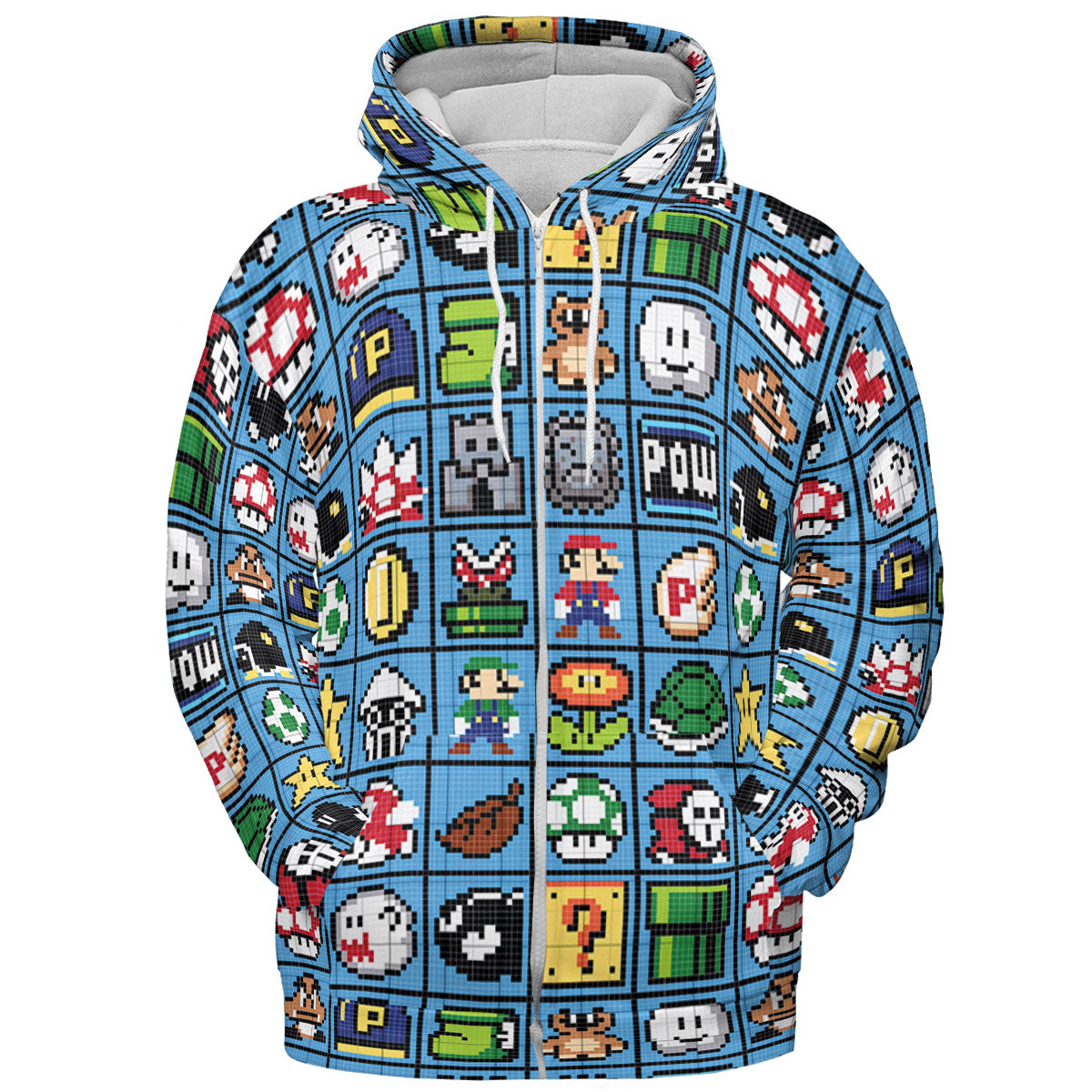 Mario Pixel Super Mario Pattern All-over Print Hoodie