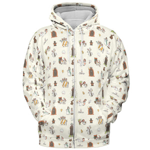 The Holy Grail Pattern Monty Python Button Down All-over Print Hoodie