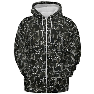 Suspicious Cats Funny Cat All-over Print Hoodie