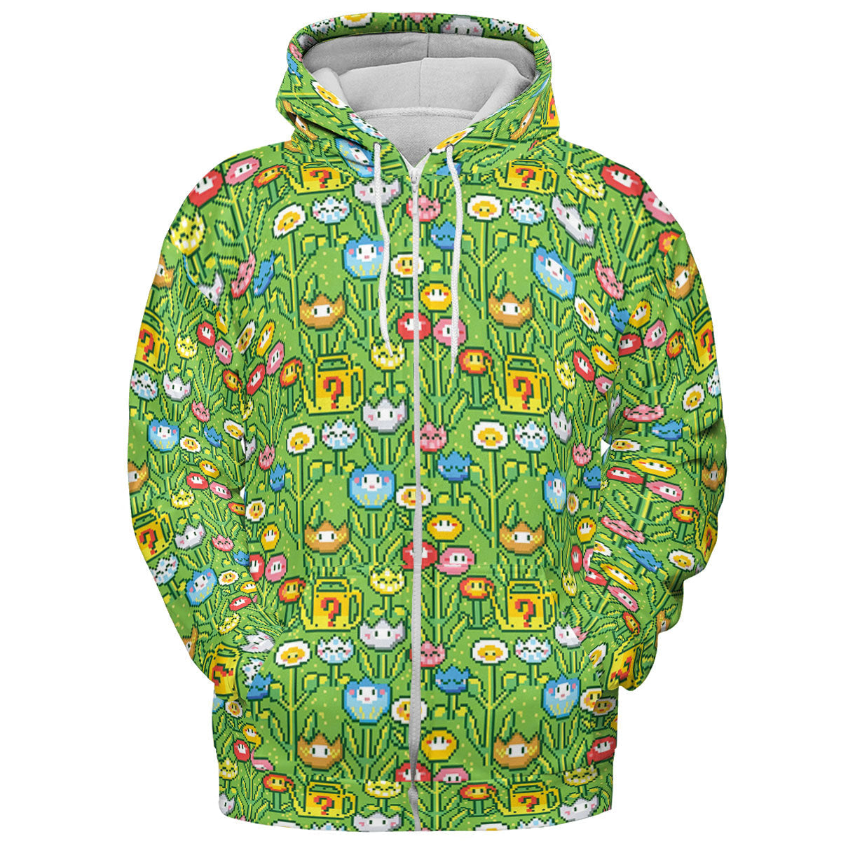 8bit Flower Garden Super Mario Pattern All-over Print Hoodie