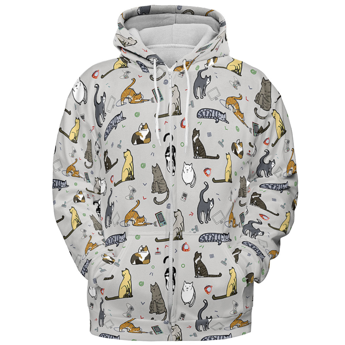 Cat the Gamer Pattern All-over Print Hoodie