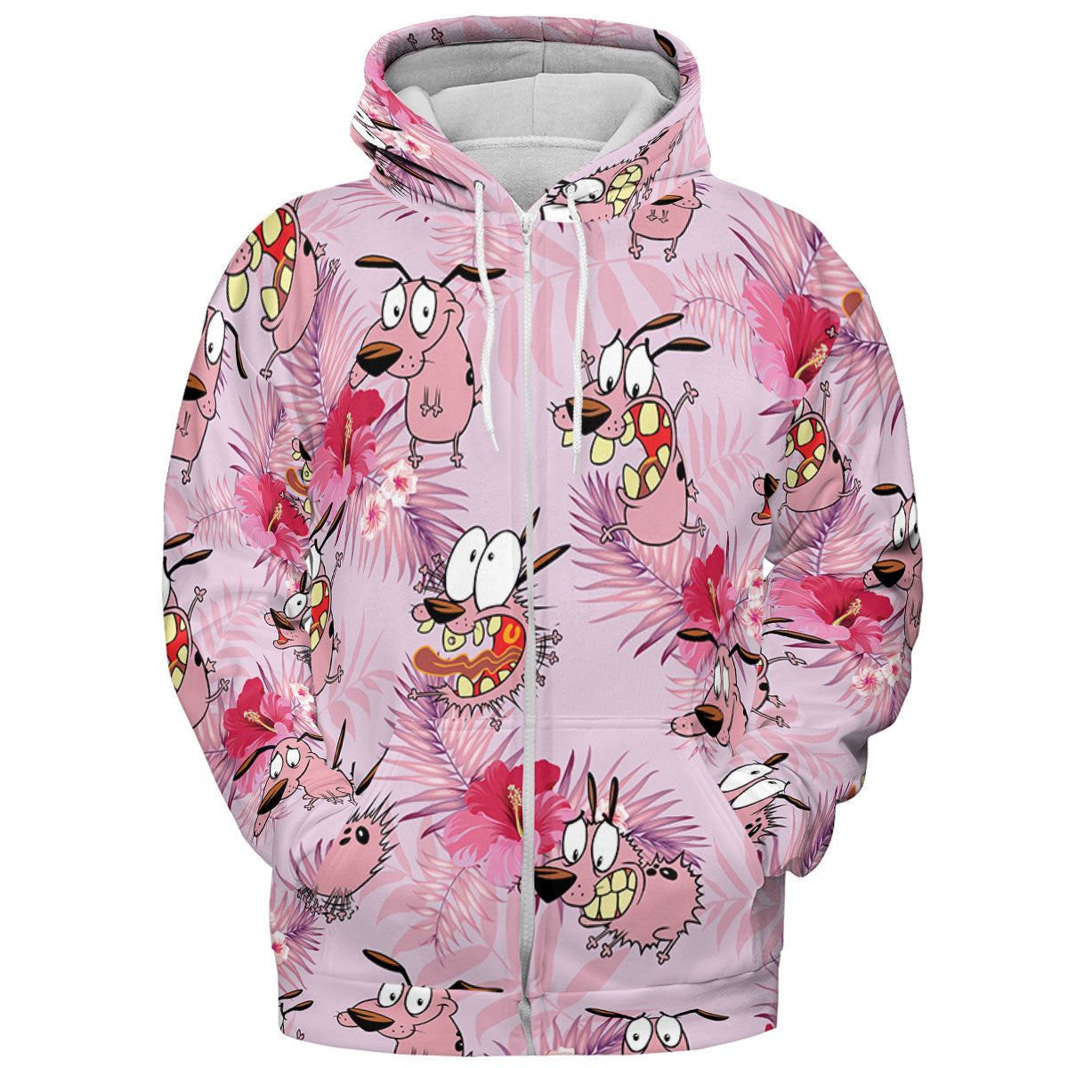 Courage the Cowardly Dog Floral Tropical All-over Print Hoodie