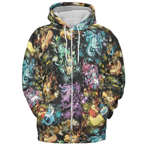 Eevee Evolution in the Galaxy All-over Print Hoodie