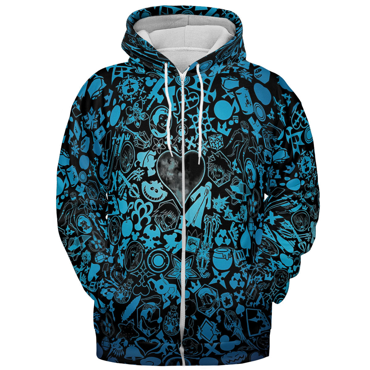 Blue Key Heart Kingdom Hearts All-over Print Hoodie