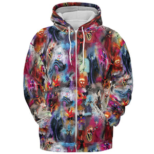 Watercolor Villains All-over Print Hoodie
