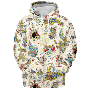 Alice In Wonderland Pattern All-over Print Hoodie