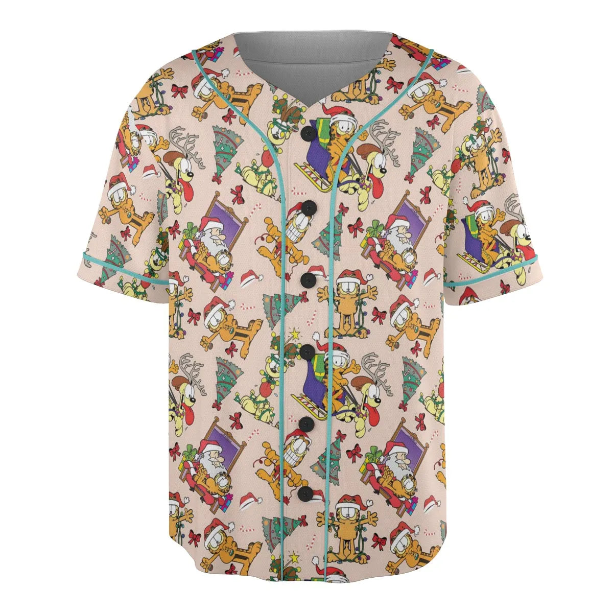 Garfield And Odie Christmas Sleigh Unisex Baseball Jersey