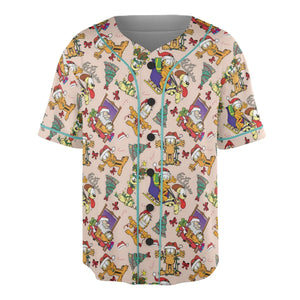 Garfield And Odie Christmas Sleigh Unisex Baseball Jersey