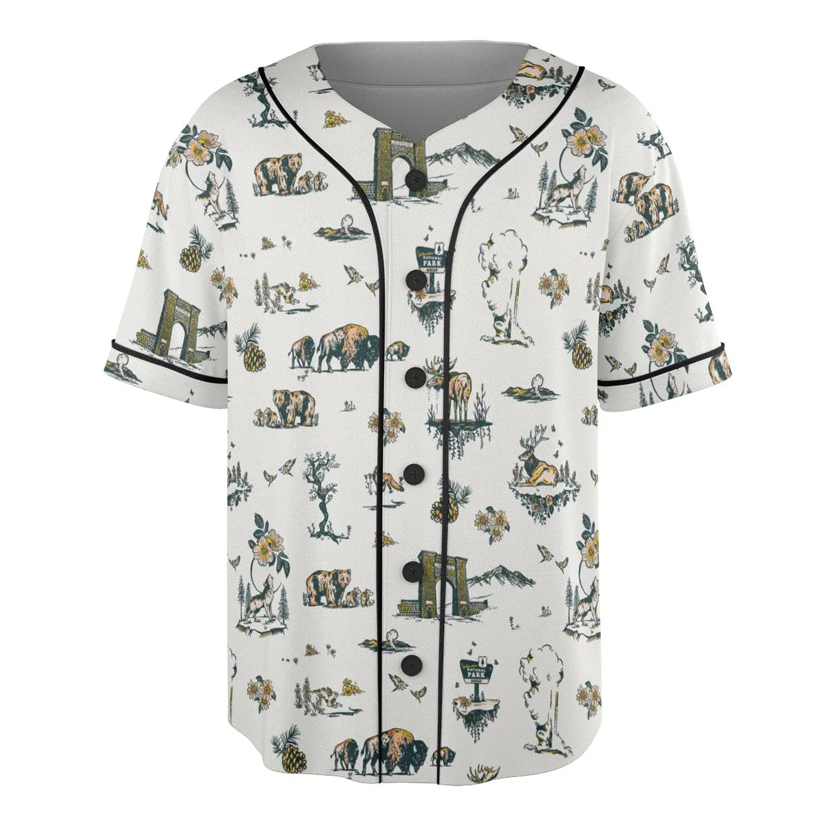 Yellowstone National Park Pattern Unisex Baseball Jersey