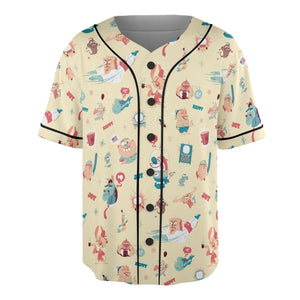 Ren and Stimpy Pattern Unisex Baseball Jersey