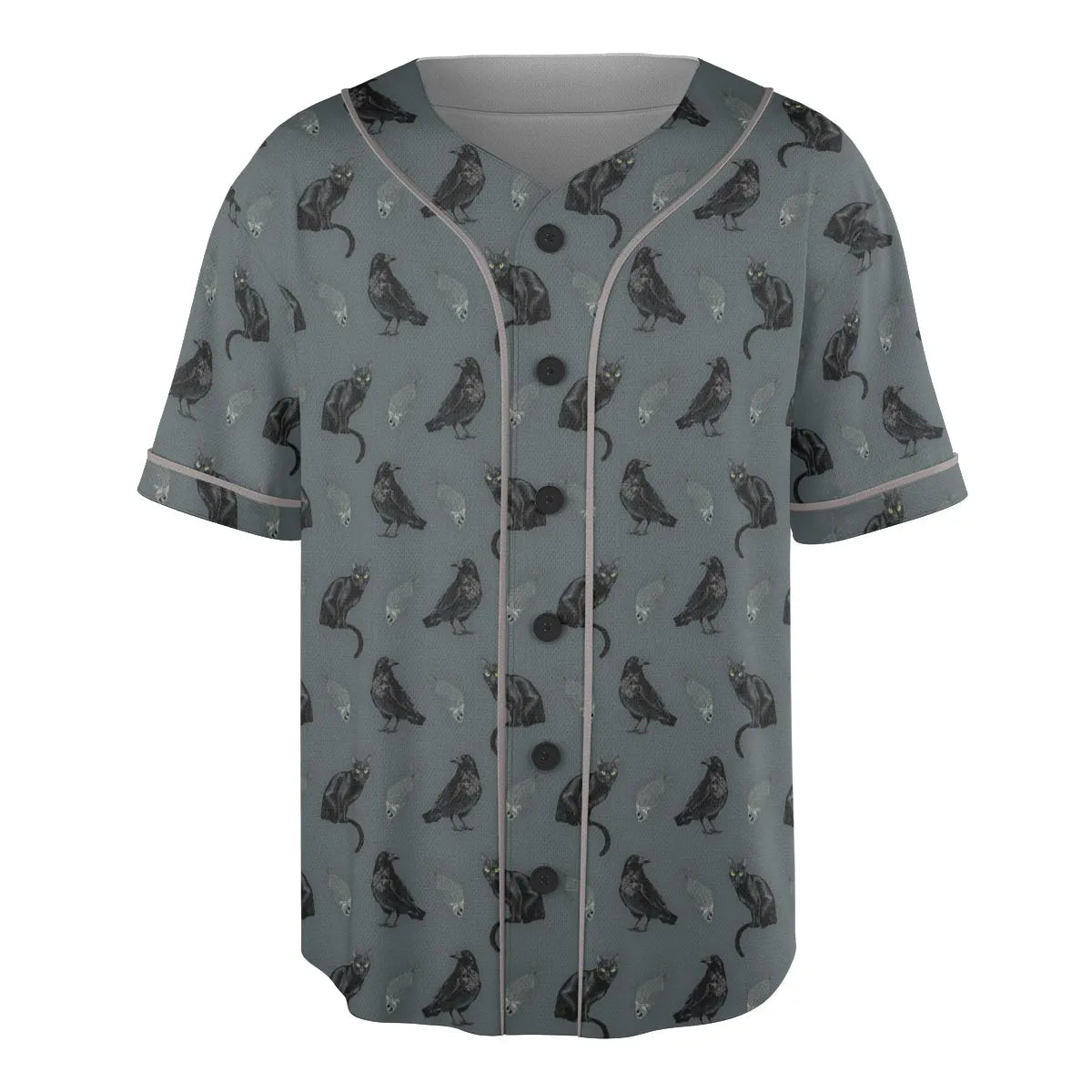 Cat and Raven Edgar Allan Poe Pattern Unisex Baseball Jersey