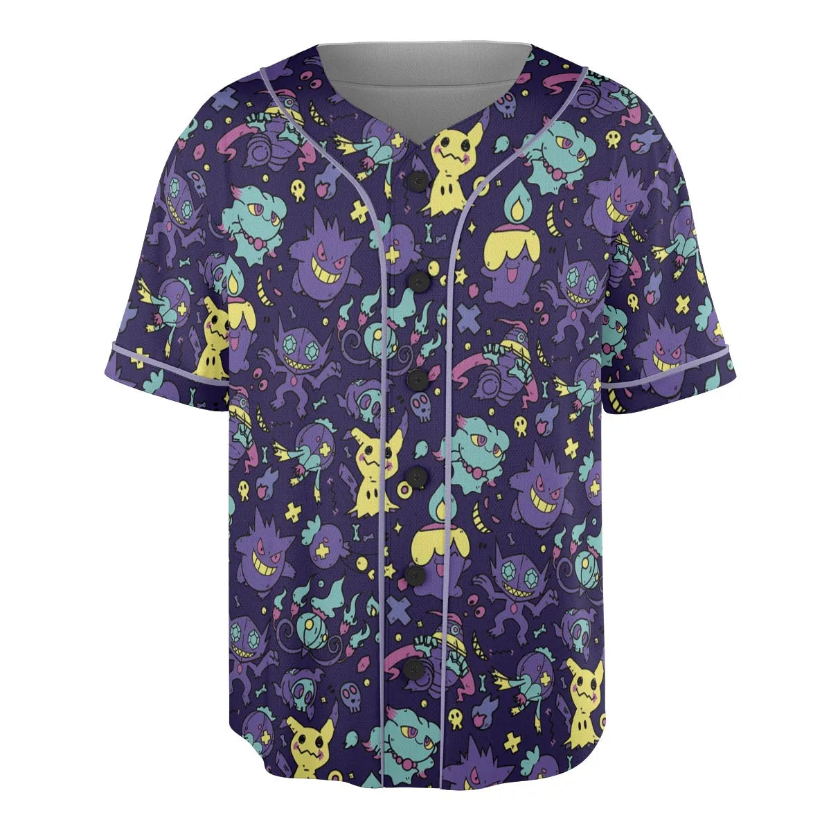 Gengar Ghost Pokemon Pattern Unisex Baseball Jersey