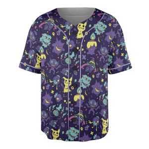 Gengar Ghost Pokemon Pattern Unisex Baseball Jersey